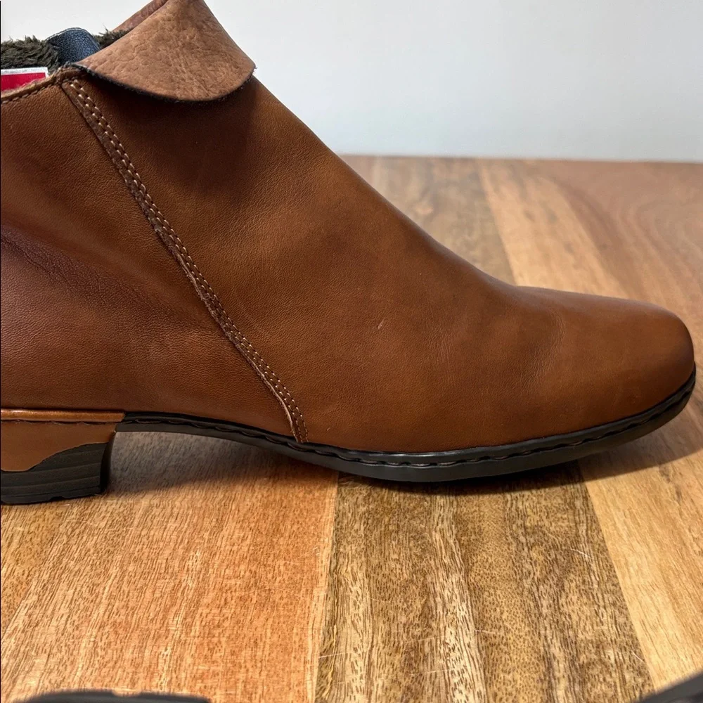Reiker Brown Leather Lined Zipper Ankle Boots Size 41